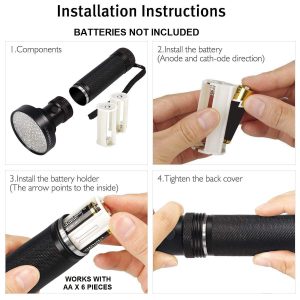 چراغ قوه UV مدل 100 led