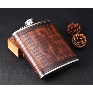 قمقمه استیل رویه چرمی 9OZ