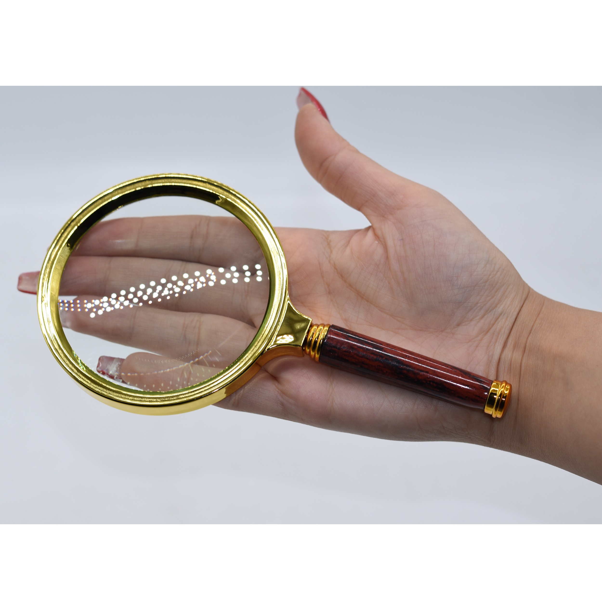 ذره بین دسته دار طلایی 90mm